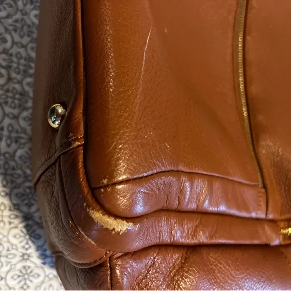 Lily Jade Brown Leather Backpack diaper bag with Teal Lining and accessories - Picture 12 of 14